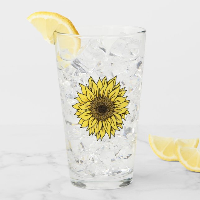 Sunflower, botanical, gift for women  glass (Front Ice)