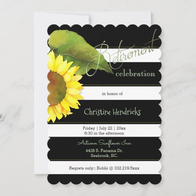 Sunflower Botanical Retirement Celebration Invitation (Front)