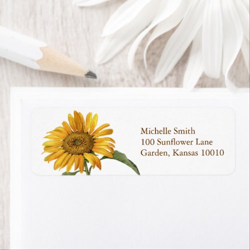 Sunflower Botanical Return Address Label