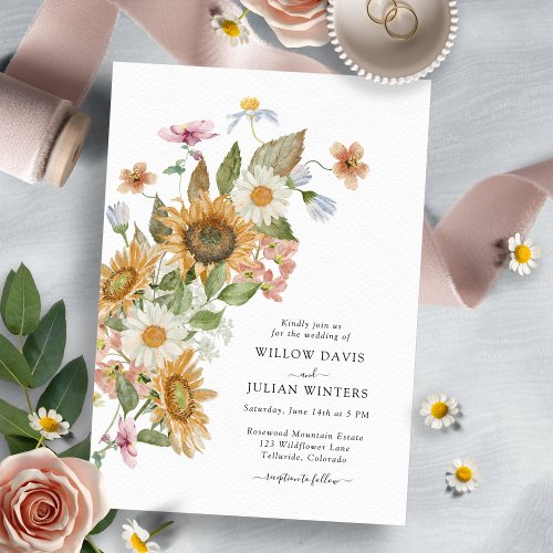 Sunflower Botanical Wedding Invitation