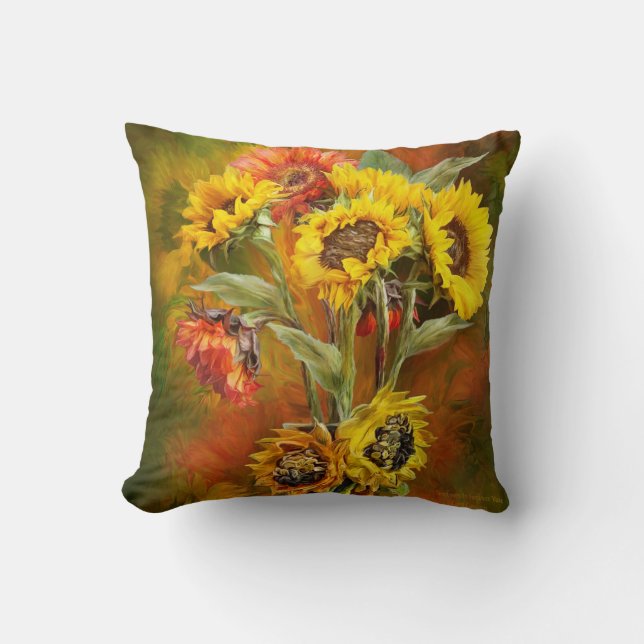 Sunflower Bouquet Art Designer Pillow (Front)