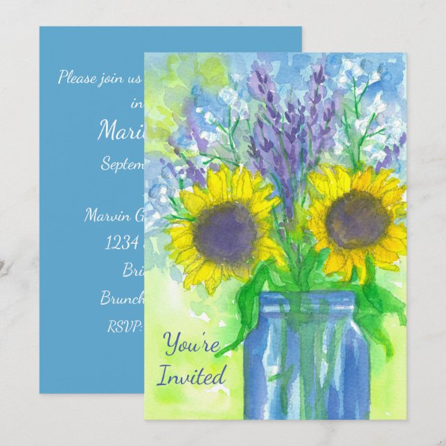 Sunflower Bouquet Birthday Party Invitation (Front/Back)