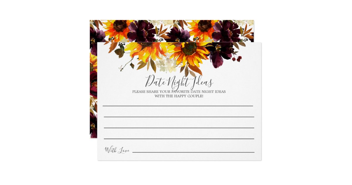 Sunflower Bouquet Floral Date Night Ideas Card Zazzle Com
