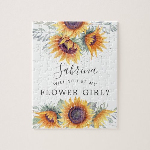 Sunflower Bouquet Flower Girl Request Message Jigsaw Puzzle