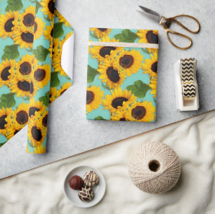 Sunflower Bouquet Khaki Green Gift Wrap