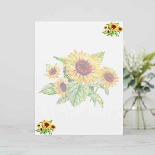 Sunflower Bouquet Letterhead (Standing Front)