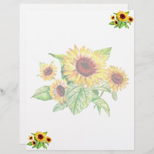 Sunflower Bouquet Letterhead (Front/Back)