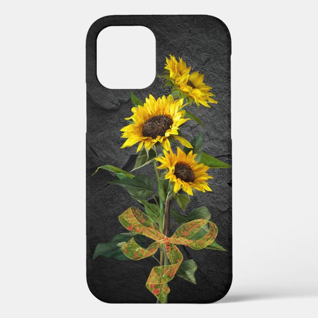 Sunflower Bouquet on Black Stone Case-Mate iPhone Case (Back)