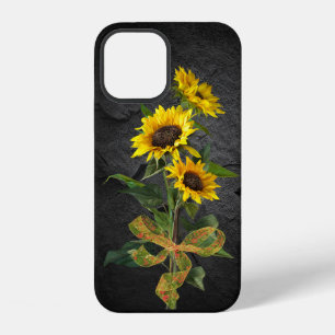 Sunflower Bouquet on Black Stone iPhone 12 Case