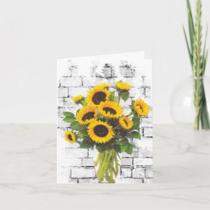 Sunflower Bouquet on Brick Wall Card