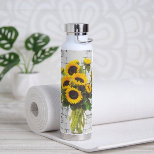 Sunflower Bouquet on Brick  Water Bottle