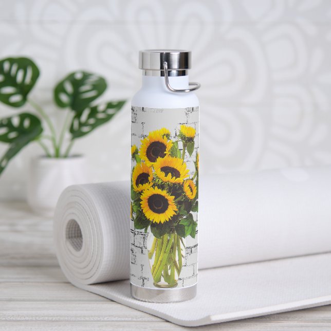 Sunflower Bouquet on Brick  Water Bottle (Yoga)