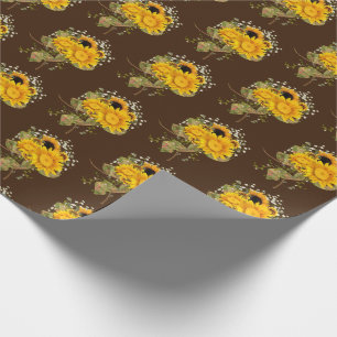 sunflower bouquet on brown wrapping paper
