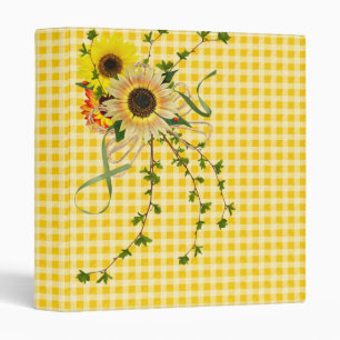 Sunflower Bouquet on Gingham 3 Ring Binder