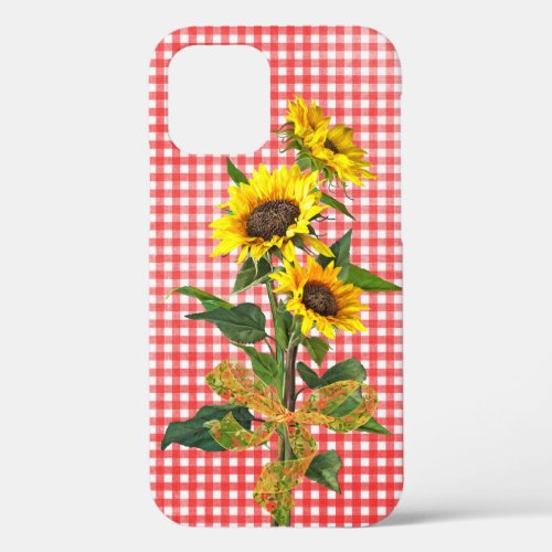 Sunflower Bouquet on Red Gingham Case_Mate iPhone  iPhone 12 Case