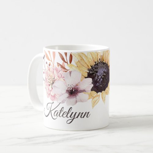 Sunflower Bouquet Personalized Coffee Mug