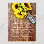 Sunflower Bouquet Rustic Country Wedding Invites