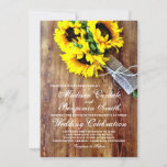 Sunflower Bouquet Rustic Country Wedding Invites at Zazzle