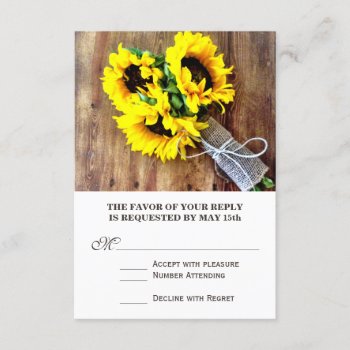 Sunflower Bouquet Rustic Country Wedding Rsvp by RusticCountryWedding at Zazzle