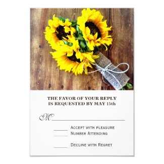 Sunflower Bouquet Rustic Country Wedding RSVP