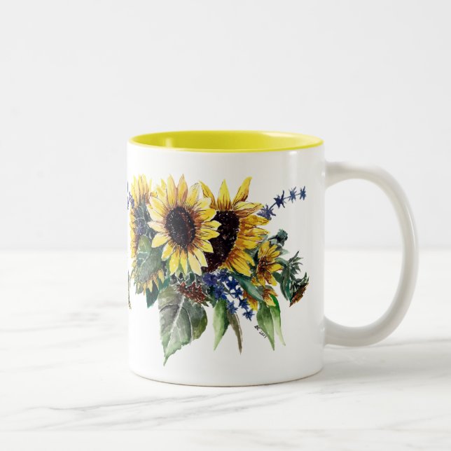 Sunflower Bouquet Two-Tone Coffee Mug (Right)