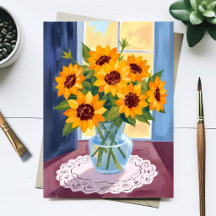 Sunflower Bouquet Watercolor Floral Painting