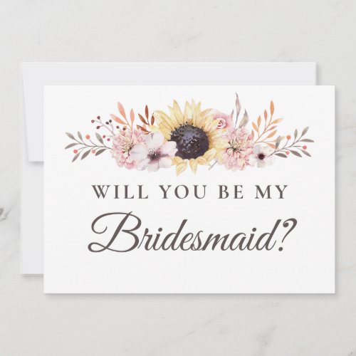 Sunflower Bouquet Will You Be My Bridesmaid Invitation