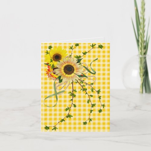 Sunflower Bouquet with Ladybugs Card