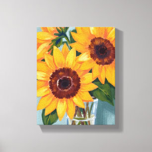 Sunflower Bouquet Yellow Watercolor Floral Canvas Print