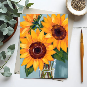 Sunflower Bouquet Yellow Watercolor Floral Postcard