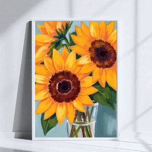 Sunflower Bouquet Yellow Watercolor Floral Poster