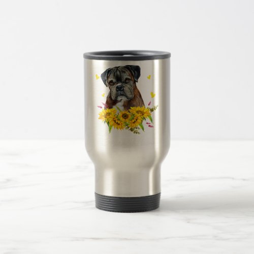 Sunflower Boxer Mom Dog Lover Birthday Gift Ideas Travel Mug