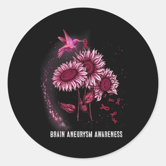 Sunflower Brain Aneurysm Awareness  Classic Round Sticker (Front)