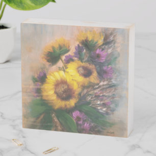 Sunflower Breeze by Jason Street Wooden Box Sign