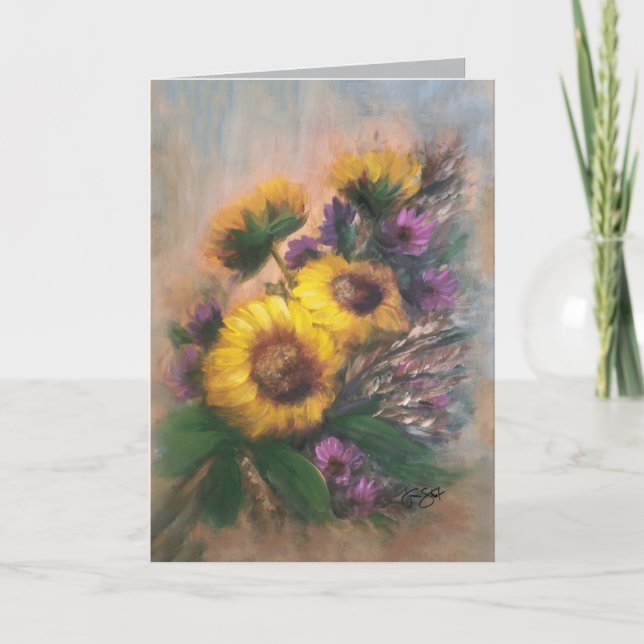 Sunflower Breeze Letterpress Thank You Card (Front)