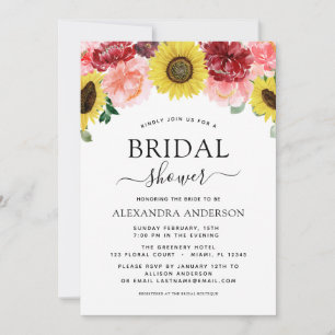 Sunflower Bridal Shower Blush Pink Floral Invitation