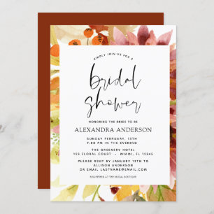 Sunflower Bridal Shower Burgundy Floral Invitation
