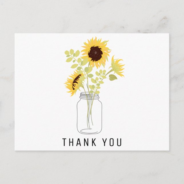 Sunflower Bridal Shower by Mail Thank You Postcard (Front)