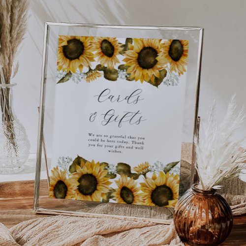 Sunflower Bridal Shower Cards and Gifts Sign