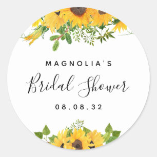 Sunflower Bridal Shower  Classic Round Sticker
