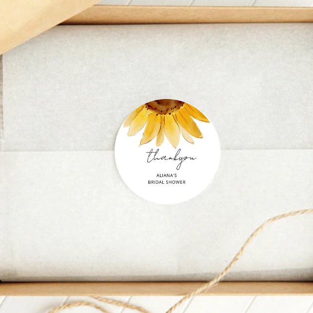 Sunflower bridal shower classic round sticker (Creator Uploaded)