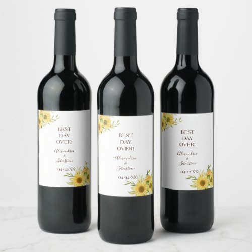 Sunflower Bridal Shower Couples Wedding  Wine Label