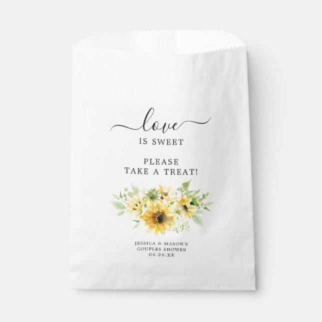 Sunflower Bridal Shower Favor Bag Love is Sweet (Front)