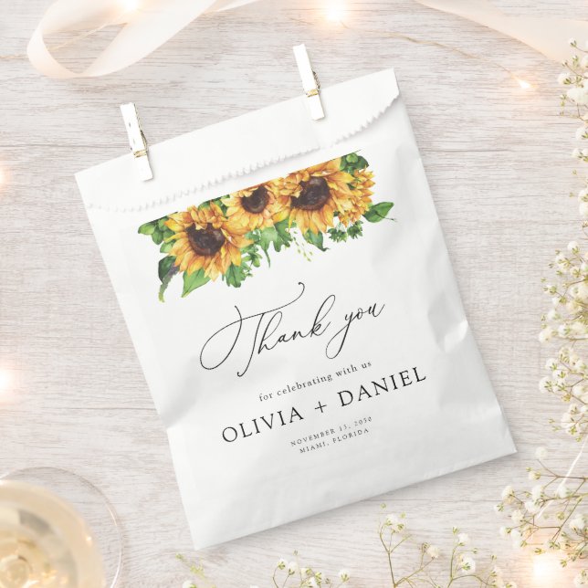 Sunflower Bridal Shower Favor Bags (Clipped)