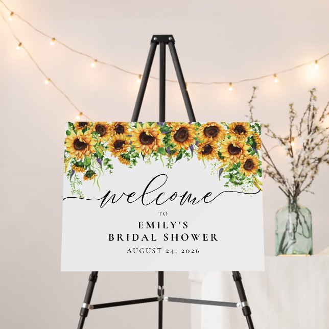Sunflower Bridal Shower Foam Boards, Welcome Sign (In Situ (Stand))