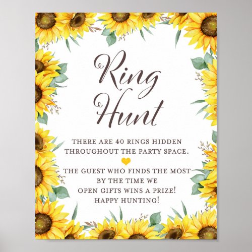 Sunflower Bridal Shower Game Sign