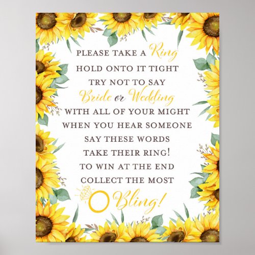 Sunflower Bridal Shower Game Sign