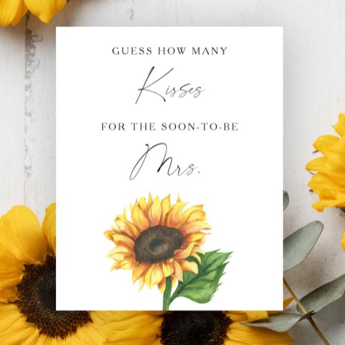 sunflower bridal shower _ How many kisses game Poster