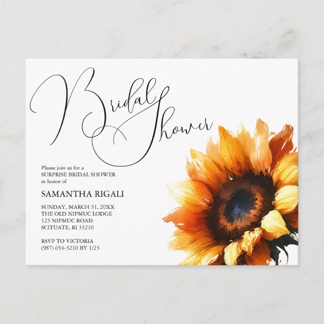 Sunflower Bridal Shower Invitation (Front)