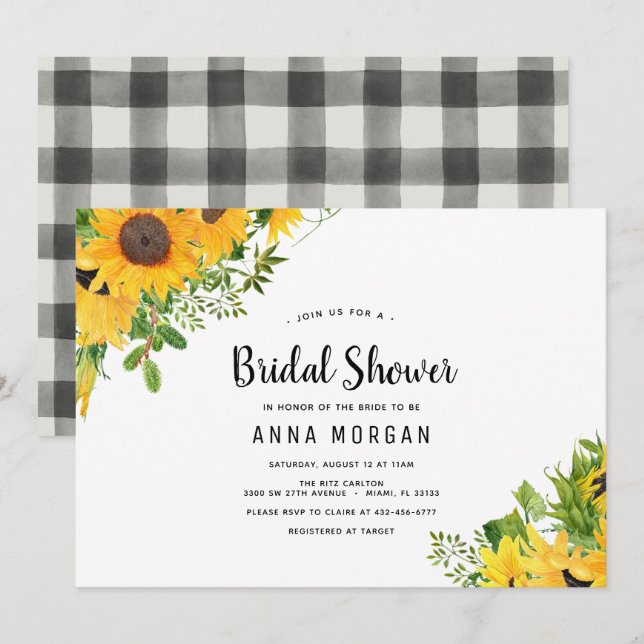 Sunflower Bridal Shower Invitation (Front/Back)